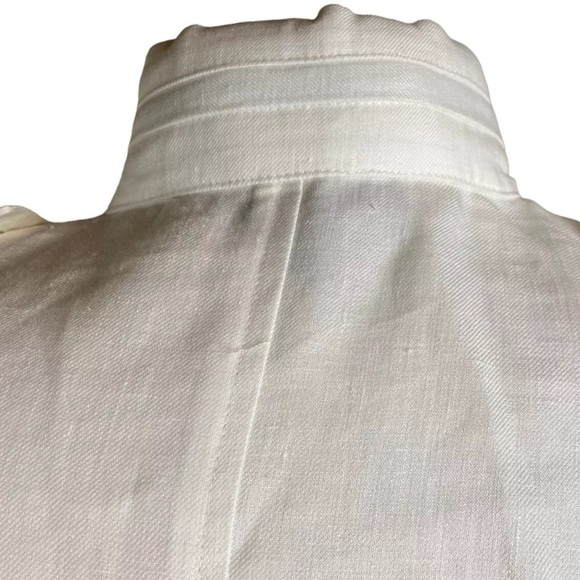 Talbots white Linen full front zipper utility high collar hiddenhoodie jacket 14 - Picture 10 of 13